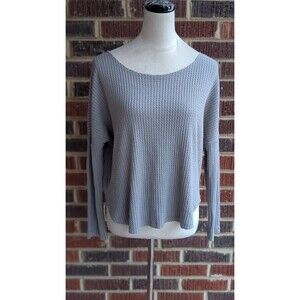 Everly Waffle Knit Long Sleeve Henley Shirt-Grey-Small
